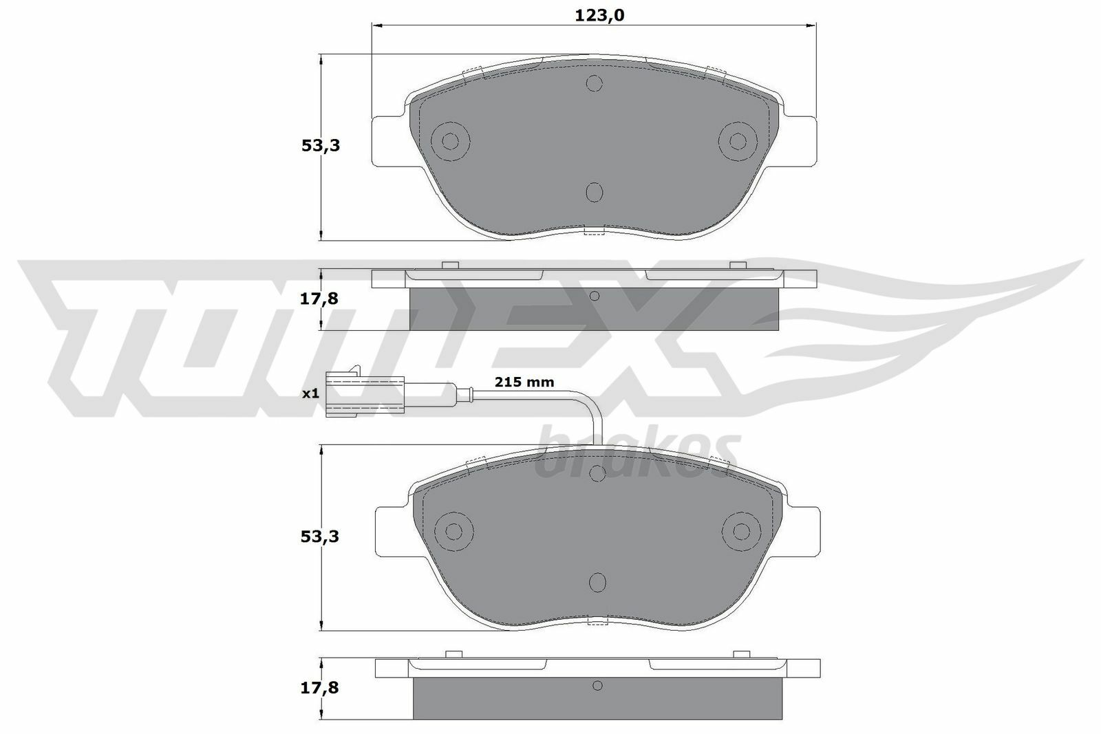 Sada brzdových destiček, kotoučová brzda TOMEX Brakes